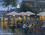 Cafe Canvas Paintings - Evening Cafe